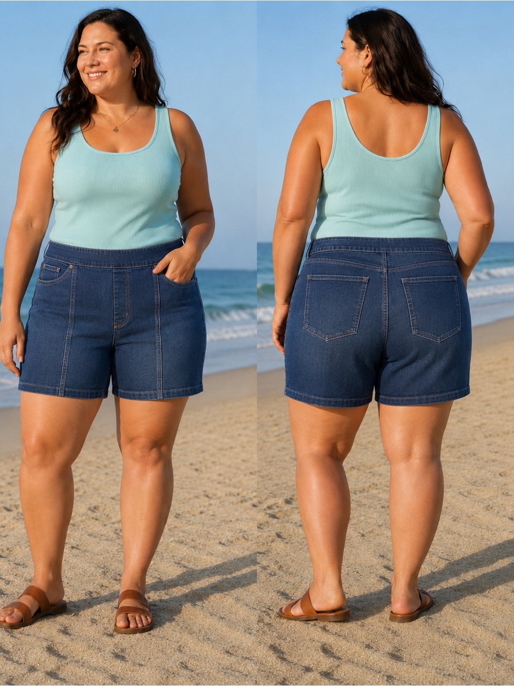 Duluth Trading Co Dark Blue Pull-On Denim Shorts